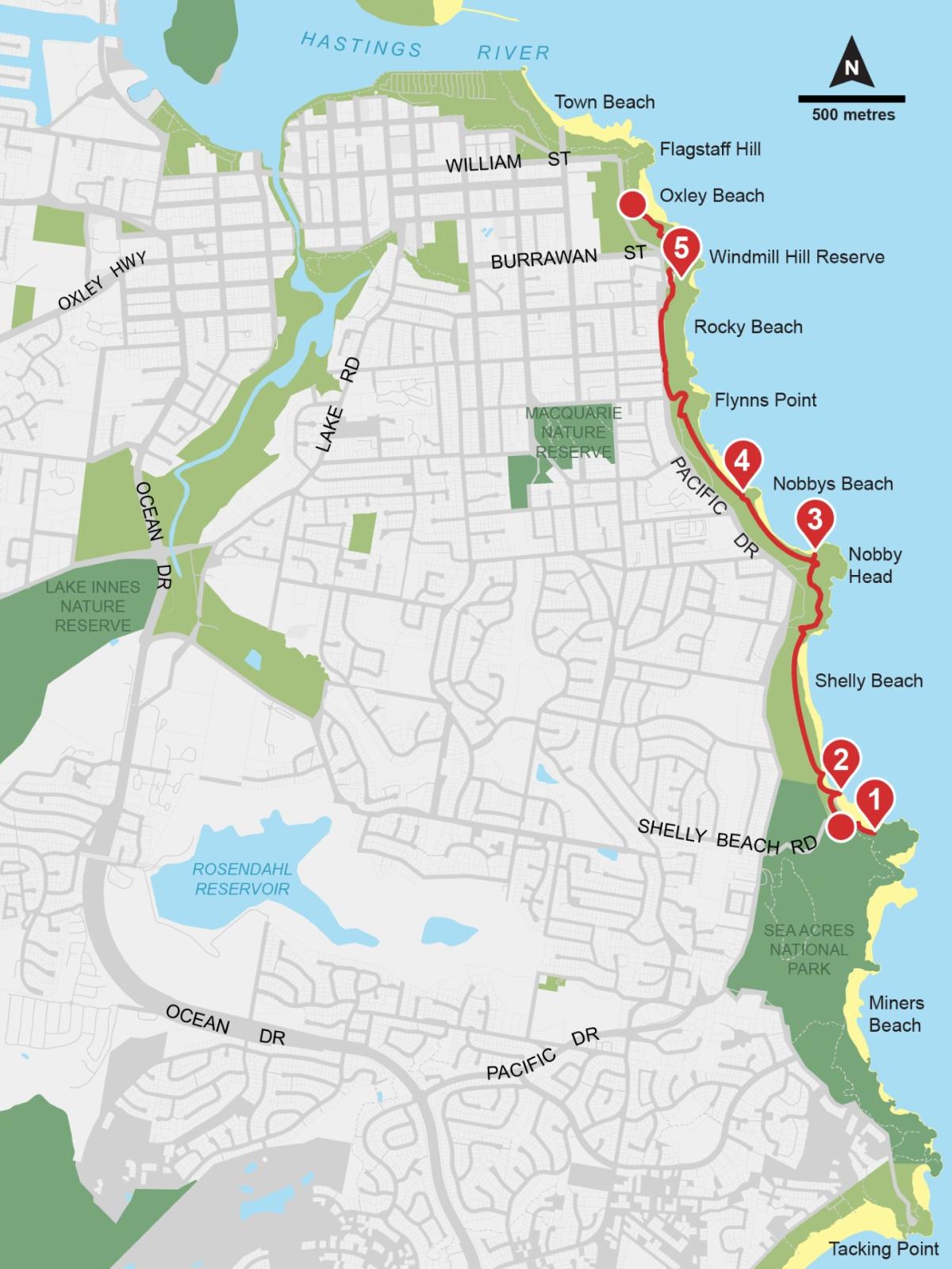 Map of the Port Macquarie geotrail